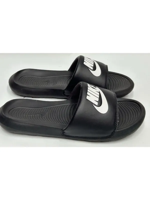 Nike Victori One Slides Women’s Size 8 Black White Logo CN9677-005 - Image 2