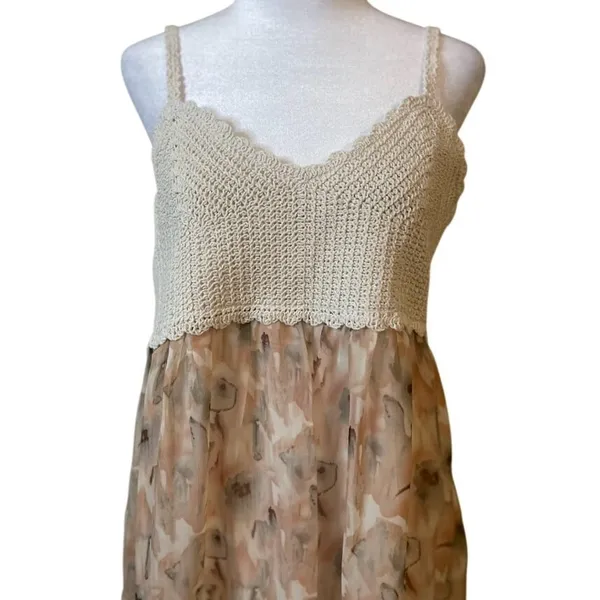 Stitchdrop Crochet Floral Maxi Dress Womens Size M Pink NWT Mixed Media Boho - Image 10