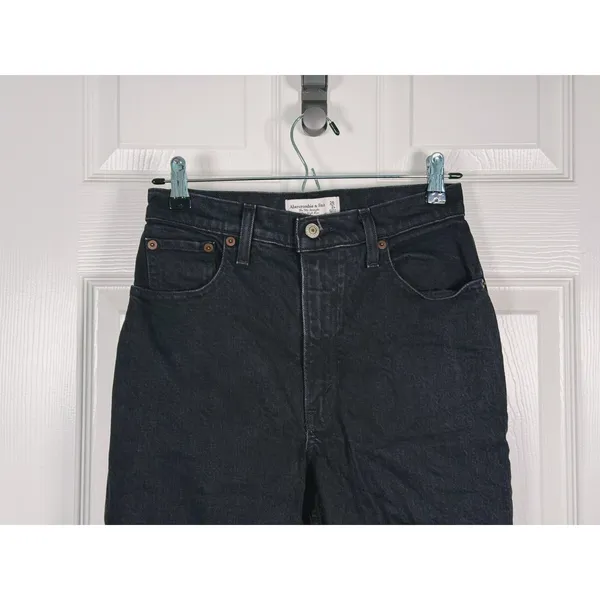 Abercrombie & Fitch Curve Love 90s Straight Ultra High Rise Jeans Size 26 Black - Image 5