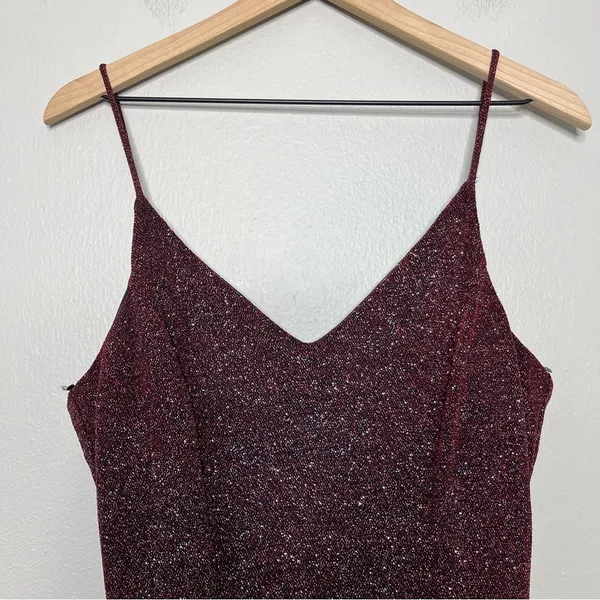 Fiesta Fashion VTG 90s Whimsigoth‎ Maxi Dress Gown M Burgundy Glitter Event Party Cocktail - Image 7