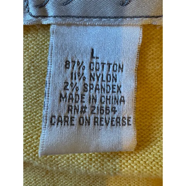 Foxcroft Sweater Women Large Yellow‎ Cotton Blend Knit Cardigan Preppy Classic - Image 9