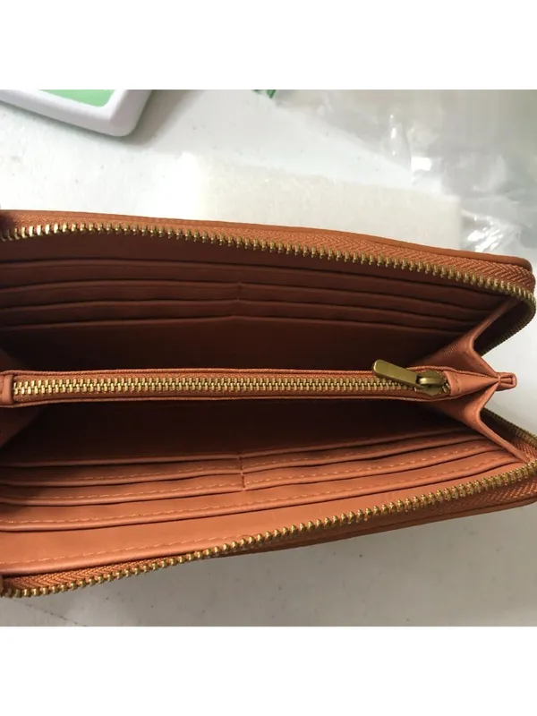 Universal Threads Woven Texture Zip-Around Wallet Faux Leather Brown - Image 3