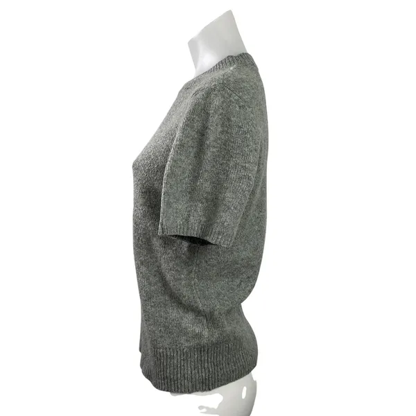 Abercrombie & Fitch Women's Gray Wool Short Sleeve Knit Crewneck Sweater Top M - Image 2