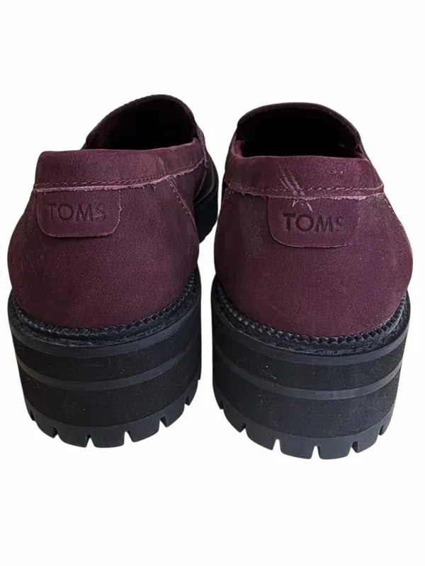 EUC Toms Leather Cara Loafers Deep Plum Size 7 - Image 6