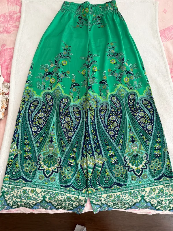 Rachel Zoe Green Floral Wide Leg Pants - Image 5