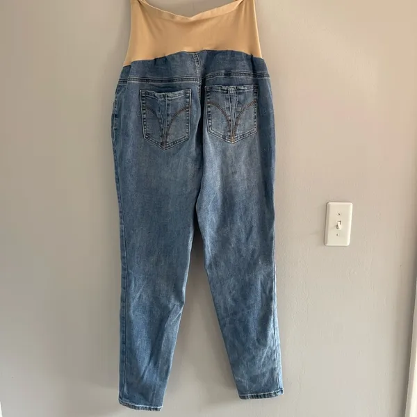 Maternity Full Panel Belly Distressed Straight Leg Ankle Jeans 1x - Image 3