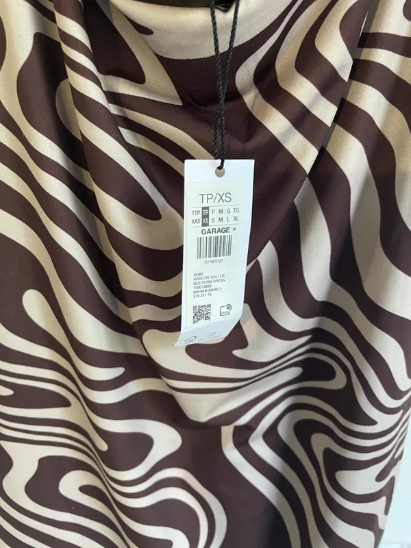 Garage Brown & Cream Rave Festival Retro Swirl Mini Dress - Image 3