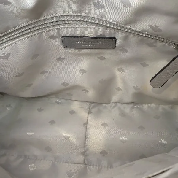 Kate Spade Jackson Gray Taupe Soft Pebbled Leather Medium Flap Crossbody Bag - Image 9