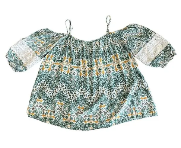 Entro Top Womens Large Off The Shoulder Shirt Colorful Green - Image 12