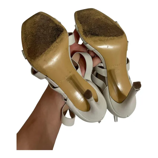 Charles David Velma White Caged‎ Leather Strappy Heels Sandals Size 7.5 - Image 7