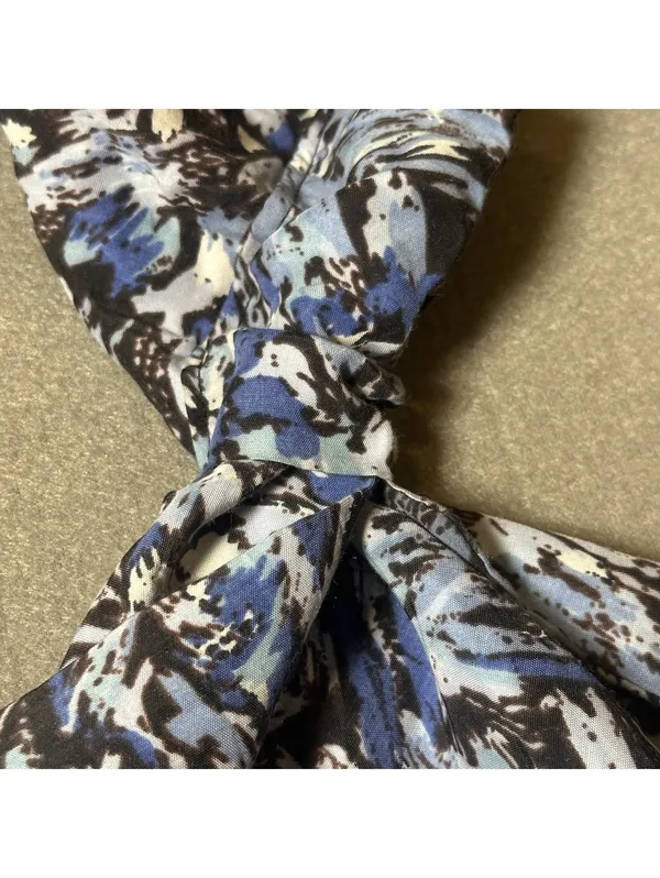 Blue, Black, & White Abstract Brushstroke Patterned Scarf Blue - Image 4