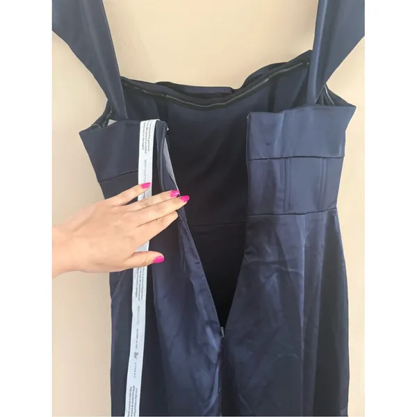 After Six A-Line Satin Maxi Dress Midnight Navy Size 2 Off Shoulder Strapless - Image 9