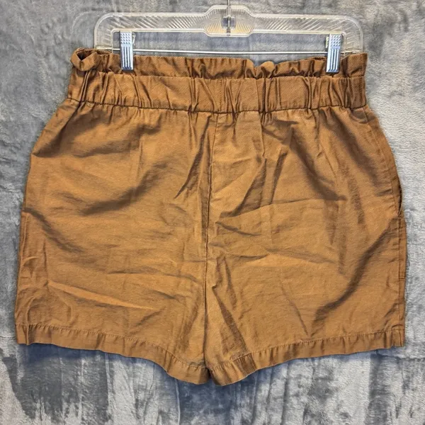 2134 | Zara High Waisted Paperbag Button Front Shorts Brown Womens L - Image 2