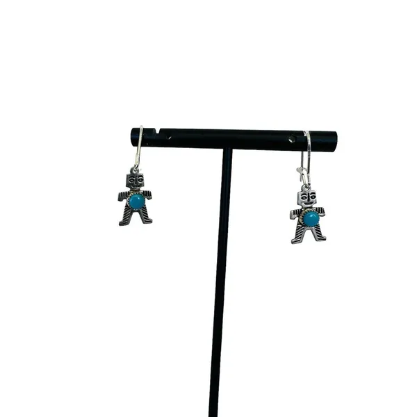JP Sterling Silver Turquoise Pierced Earrings‎ Pendant Charm Southwestern Tribal - Image 4