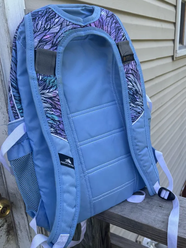 High Sierra Feather-Print Women's Backpack in Lavender and Light Blue - Image 5