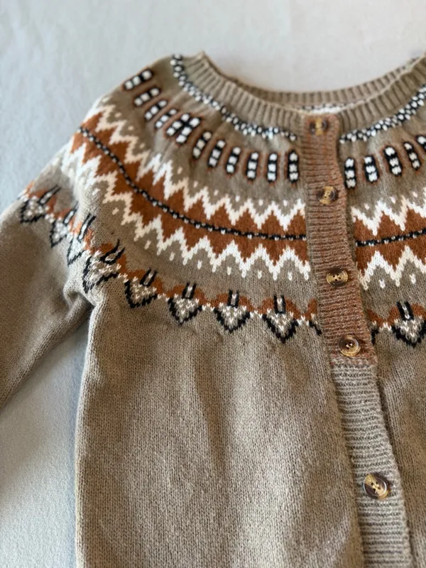 Women’s Cardigan Button Up Tan and Brown Sweater Size S #260880 - Image 2