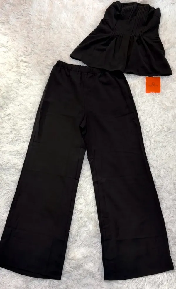 Tankaneo~ Strapless Black Wide-Leg Pants Set. Size XS - Image 2