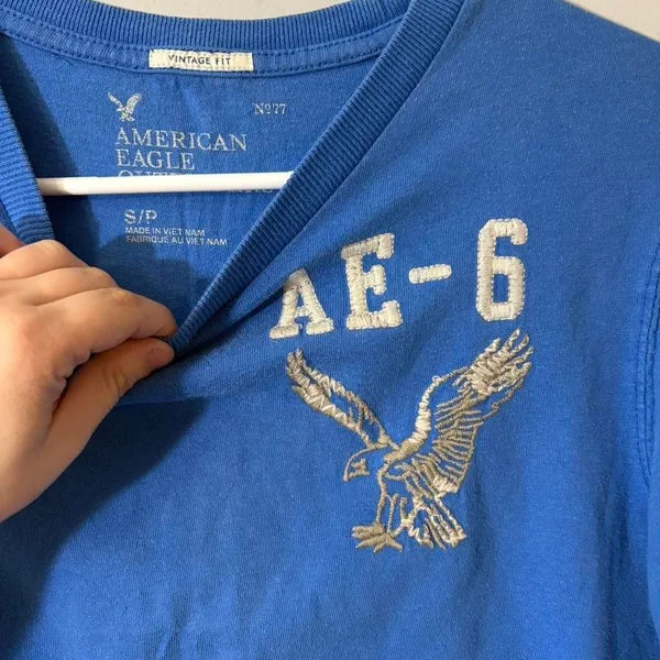 2000s Y2K American Eagle blue vintage fit t-shirt Size‎ S - Image 2