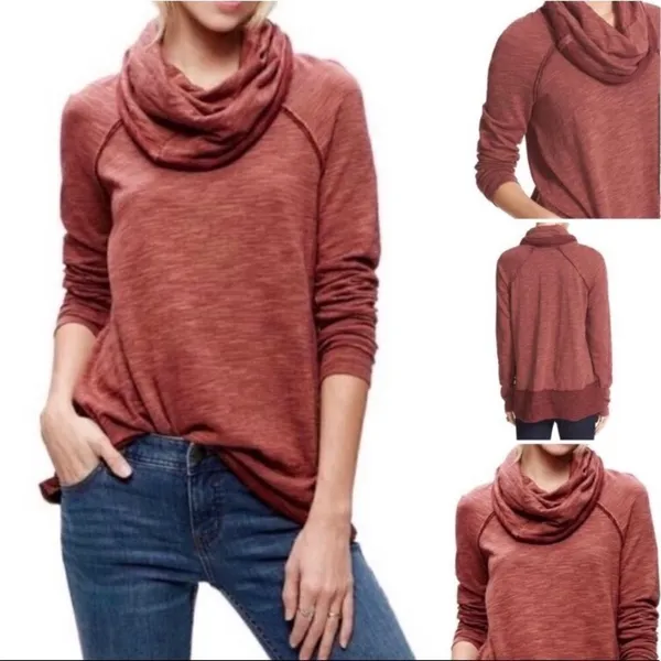 Free People‎ Beach two body rust cocoon cowl neck tunic top XS - Image 2