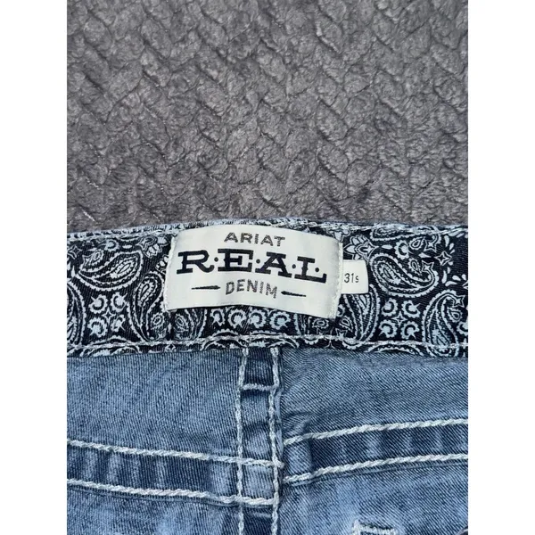 Ariat REAL Denim Women's Blue Medium Wash Straight Jeans Size 31‎ Short - Image 3