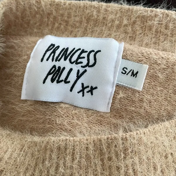 Cozy and Cutest Tan Fuzzy Princess Polly Sweater - Image 8
