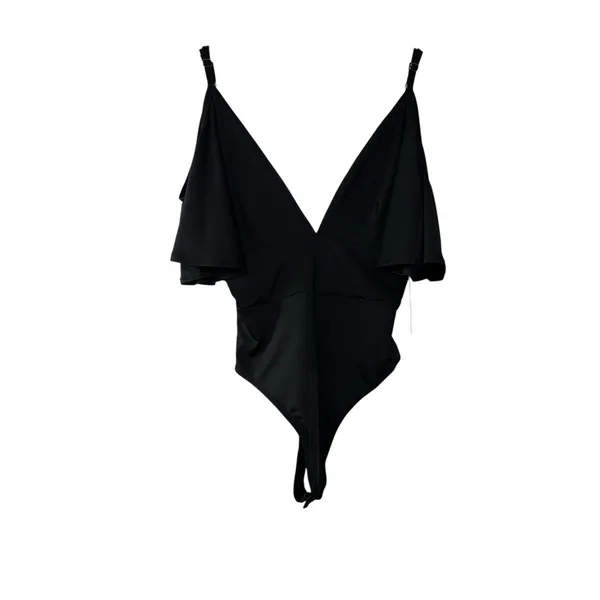 Lulus‎ Slay It With Me Black Off Shoulder Bodysuit XS Flutter Sleeve Sexy Chic - Image 7