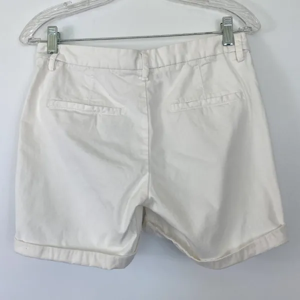 H&M LOGG White Cotton Casual Chino Cuffed Shorts Womens 6 - Image 5