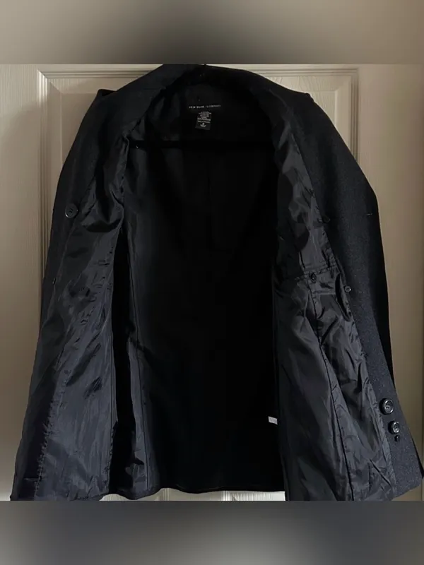 New York & Co Fall Gray Wool Blend Pea Coat Jacket Sz 6 Dark Academia Preppy - Image 10