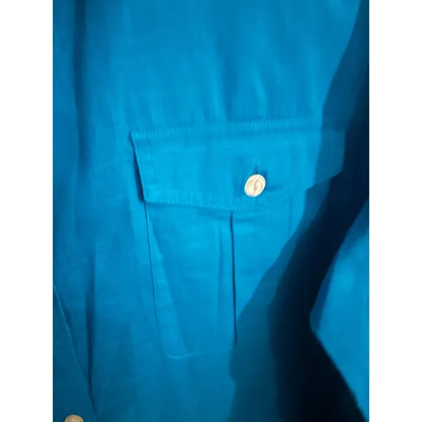 Lauren‎ Jeans Co Ralph Lauren Turquoise Blue Button Down Utility Shirt Womens - Image 2