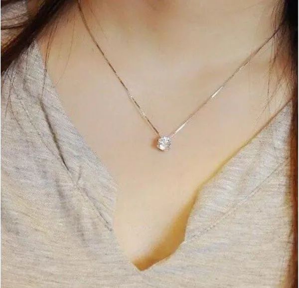 925 Stamped Solitaire Box Chain Necklace - Image 2