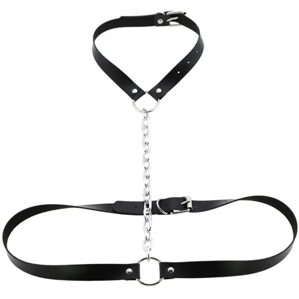 Black Harness Chunky Chain Belt New - Image 6