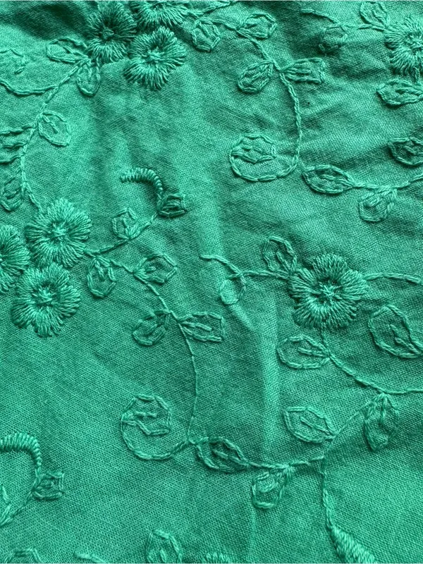 Tuckernuck Pomander Place Cotton Mini Dress XS Green Puff Sleeve Embroidered - Image 7