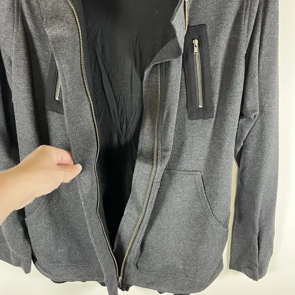 CAbi 3184 Mesh Back Jacket in Heather‎ Gray Stretch Ponte Twill Coat M $189 - Image 5