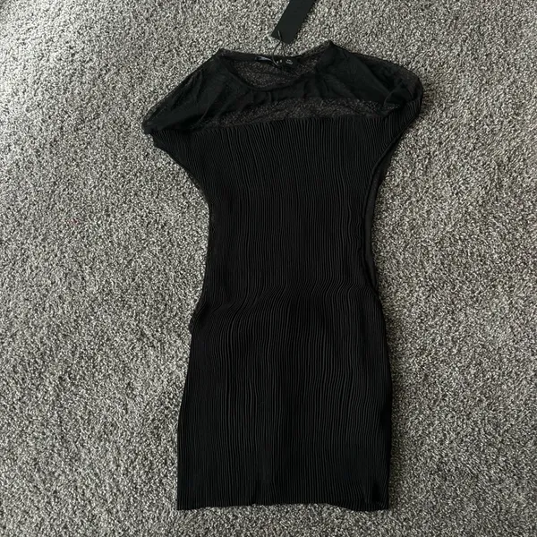 Lioness Black Mesh Mini Dress - Image 3