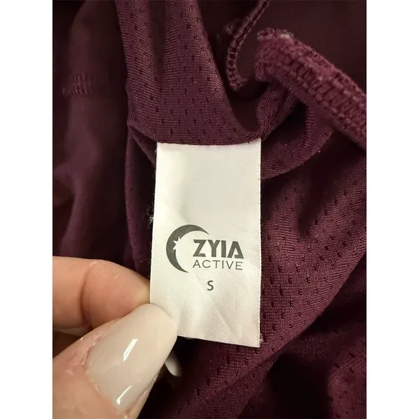 ZYIA Active Running Shorts Womens Size S Plum Burgundy Reflective Zip - Image 3
