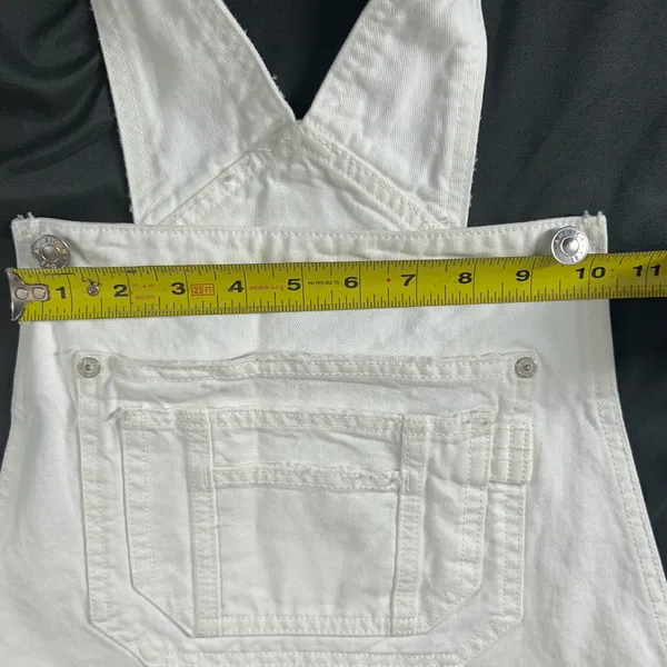 American Eagle White Denim Rainbow Strap Shortalls Overalls NWT - Image 9