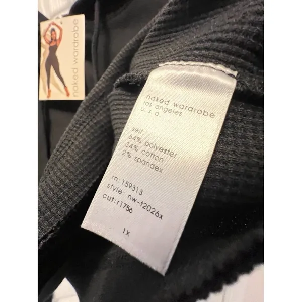 Naked Wardrobe Hoodie Womens 1X Black Cropped Zip Up Solid‎ NWT - Image 5