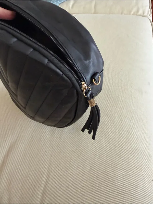 Black Quilted Round Crossbody Bag - Unbranded - Image 3