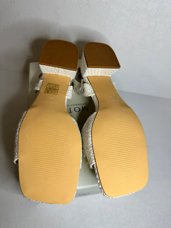 Made of The Future Tweed Chain Slingback Sandals white casual classic stylish fashion work - Image 9