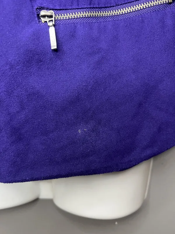 Studio Works Jacket Womens 4P Purple Faux Suede Zip Front Lined Pockets Petite - Image 4