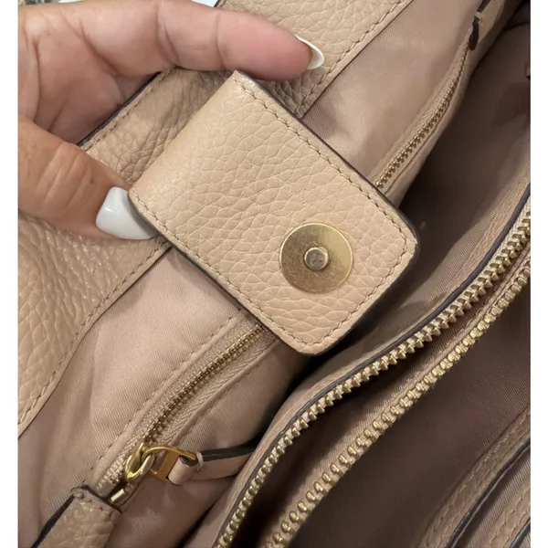 Tory Burch Devon Sand Nude McGraw Triple Compartment Leather Satchel Handbag - Image 8