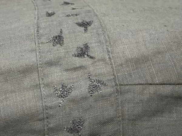 Vintage L.L. Bean 100% Linen Midi Shift Dress Mauve Bird Embroidered Size 6 - Image 4