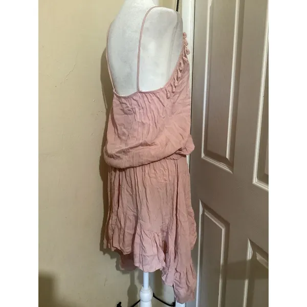 Vintage Havana Pink Tassel Drawstring Waist Sleeveless Mini Dress S - Image 3