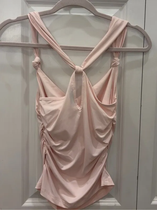 Edikted Liza Knotted Cowl Neck‎ Top Pink Small Y2K Barbiecore Balletcore Ruched - Image 4