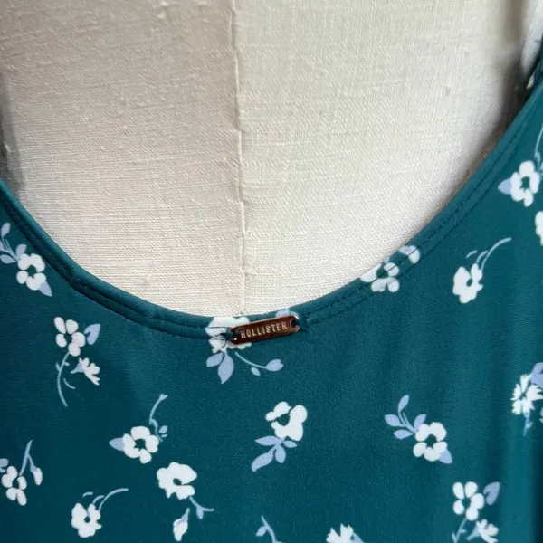 Hollister One Piece Floral Low Back V Neck‎ Front Tie Swimsuit Sz XL - Image 9