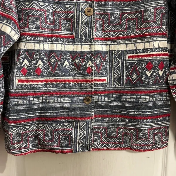 Coldwater Creek Geometric Print Button Front Jacket Women's Size‎ M Linen Blend - Image 7
