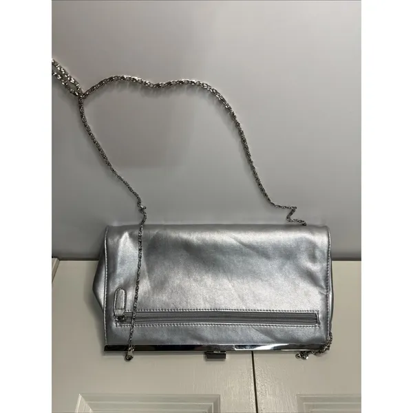 Gunne Sax Silver Evening Handbag Purse Crossbody Vintage Y2K Glam - Image 5