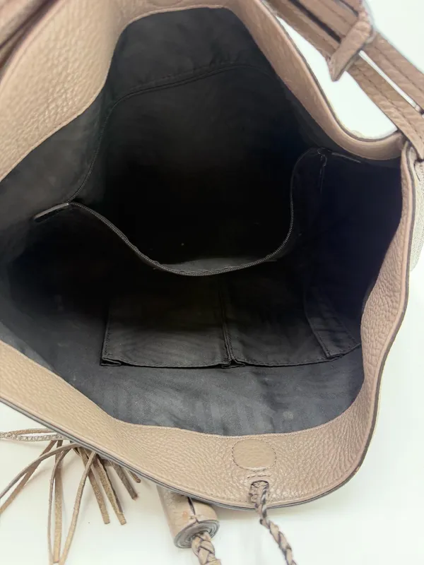 Rebecca Minkoff F16 Brown Genuine Leather Fringe Tassel Hobo Shoulder Bag - Image 8