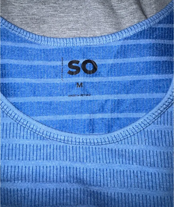 SO Blue Ribbed Drawstring Crop Top Size M - Image 2