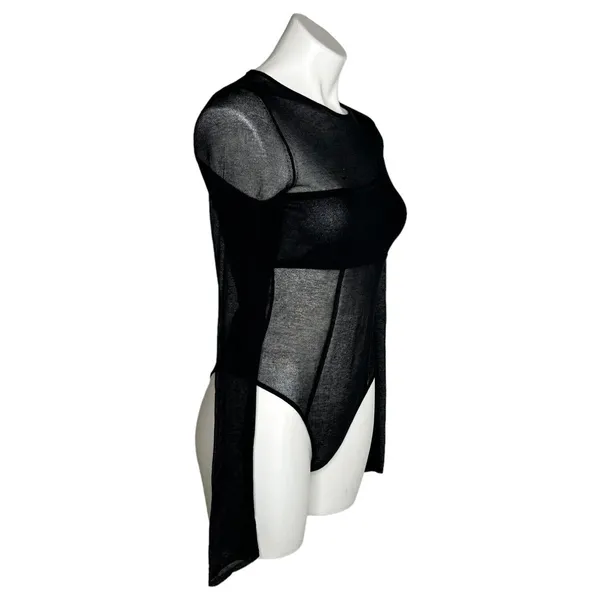 Gauge81 Feriz Womens Black Sheer Round Neck Long Sleeve Bodysuit Small ($355) - Image 3